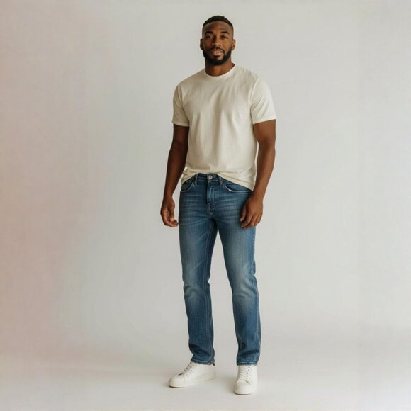 21Men ✦ Slim Fit Blue Denim Jeans ✦ Classic Cotton Blend Zip Fly Size 32W - Picture 7 of 8